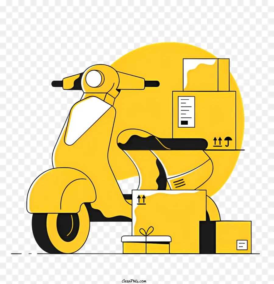 Motocicleta Amarela，Motocicleta Com Caixas PNG