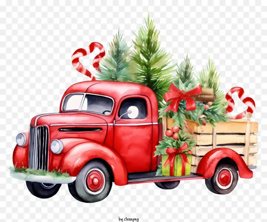 Vintage Caminhão，árvores De Natal PNG