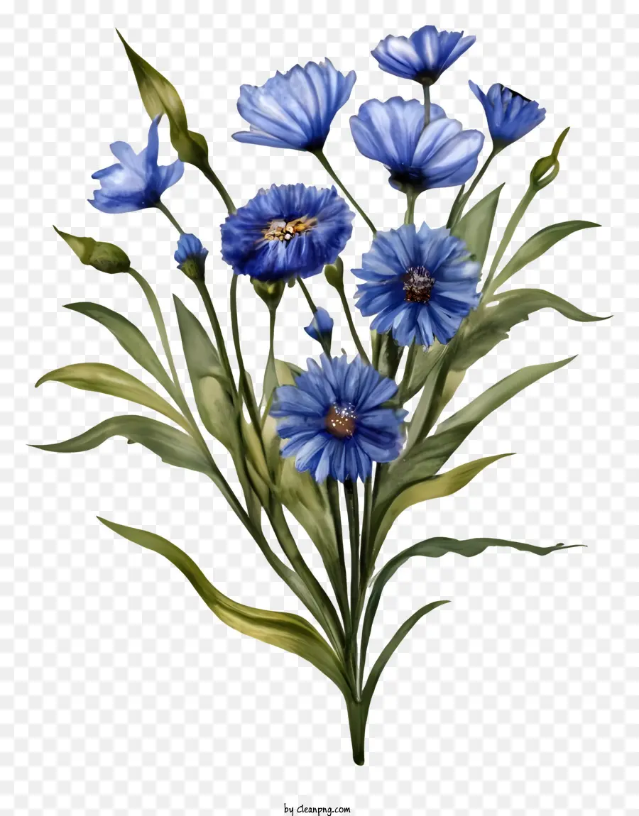 Flores Azuis，Vaso De Flores PNG