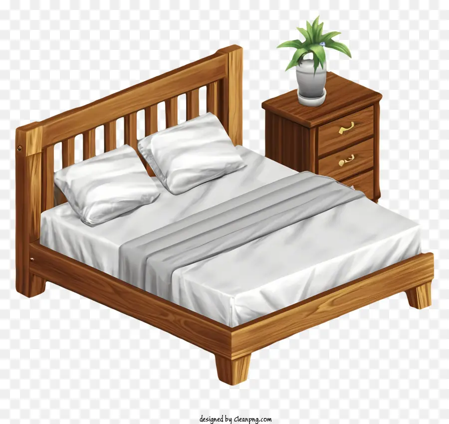 Cama De Madeira，Almofadas PNG