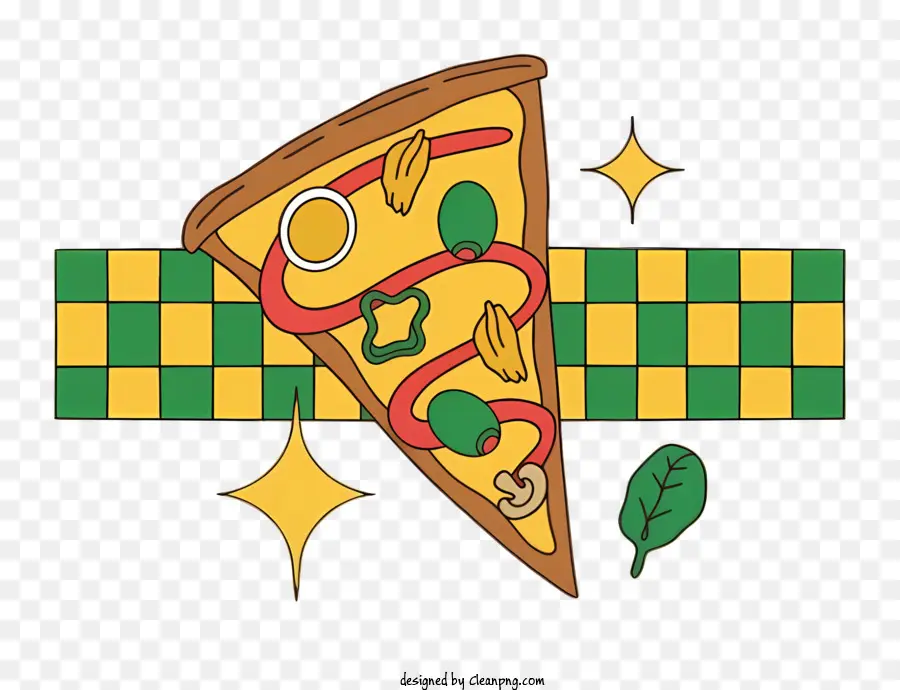Pizza Com Vegetais，Fatia Verde E Amarela PNG