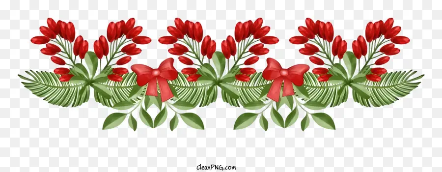 Flor Vermelha，Folhas Verdes PNG