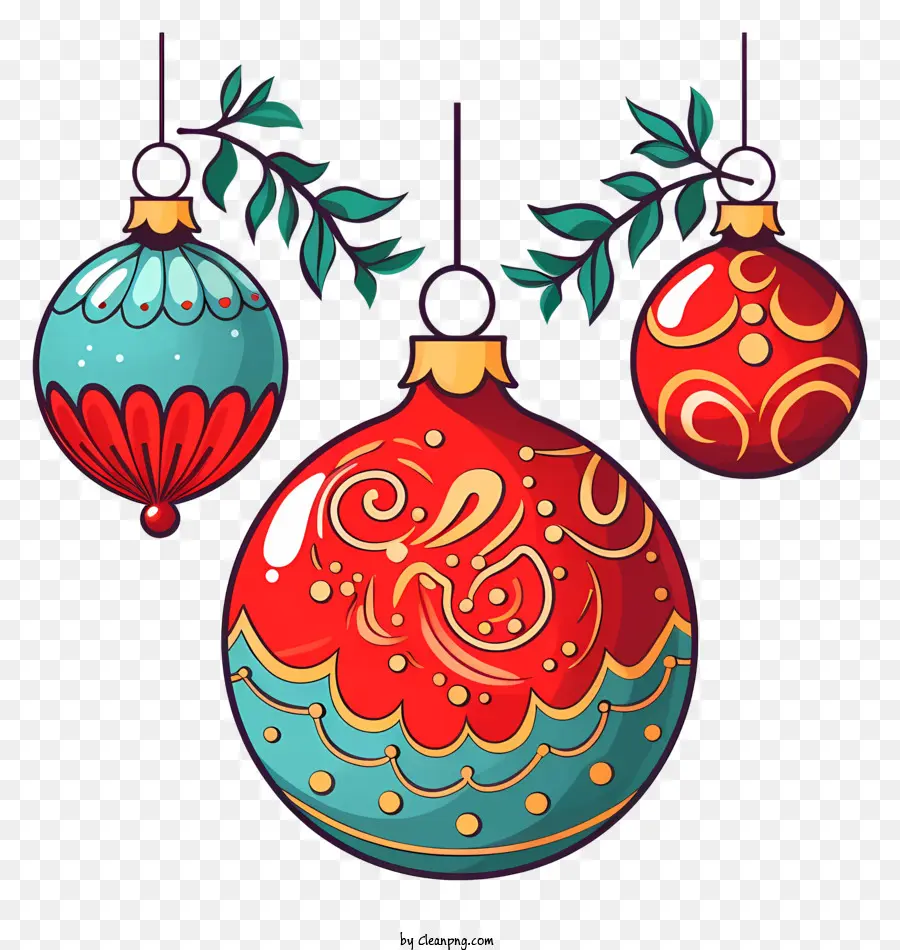 Decorações De Natal，Ornamentos Coloridos PNG