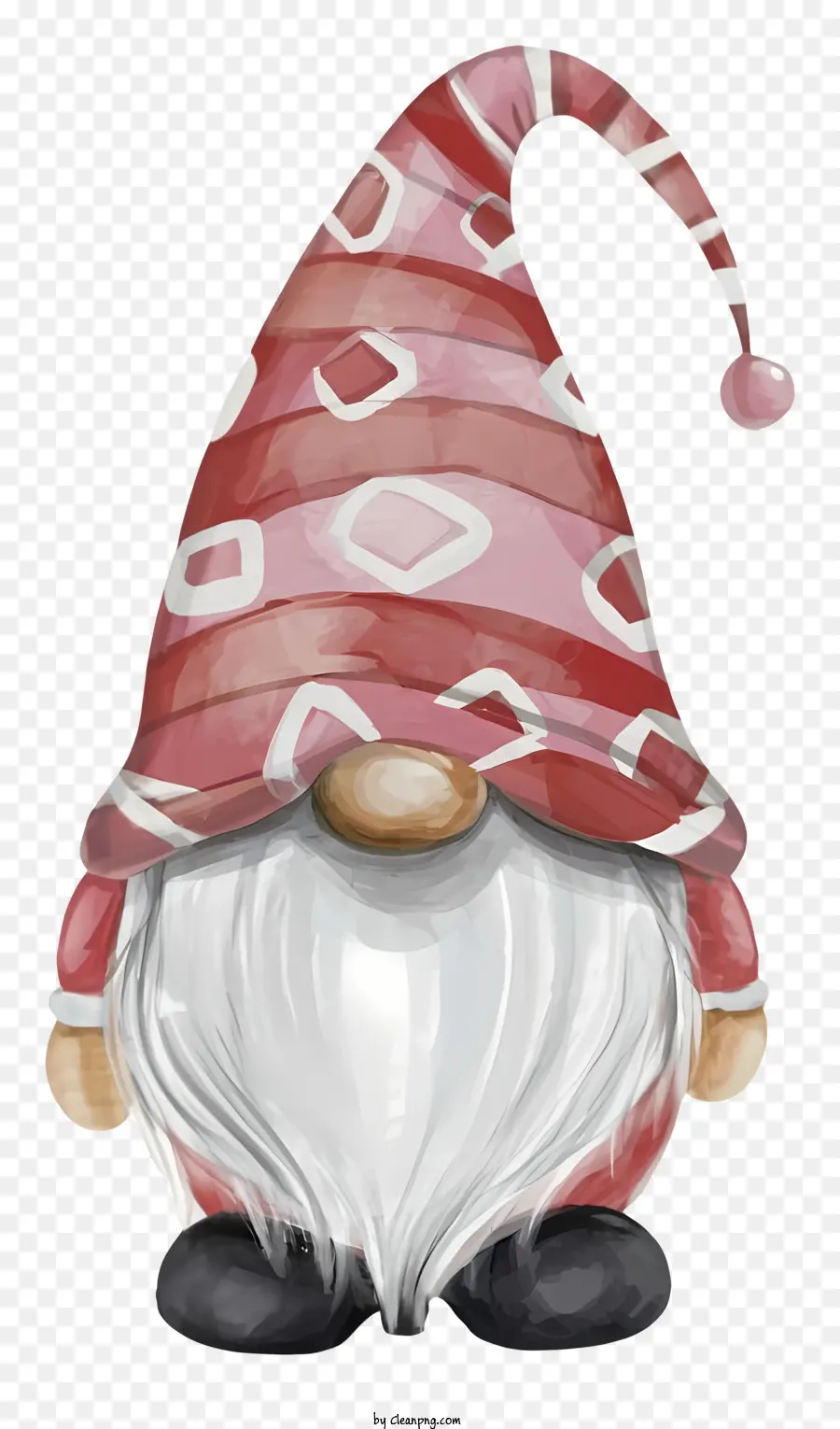 Gnome De Caracton，Chapéu Listrado Vermelho E Branco PNG