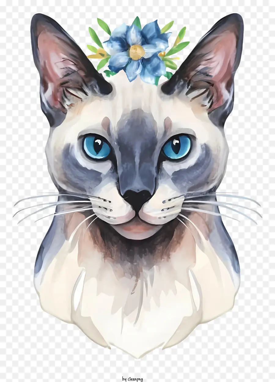 Gato Com Coroa De Flores，Gato De Pele Branca PNG