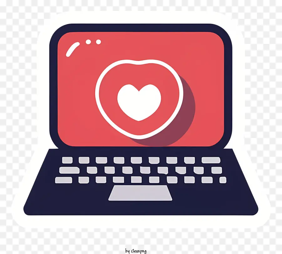 Laptop Com Símbolo De Coração，Coração Vermelho Na Tela Do Laptop PNG