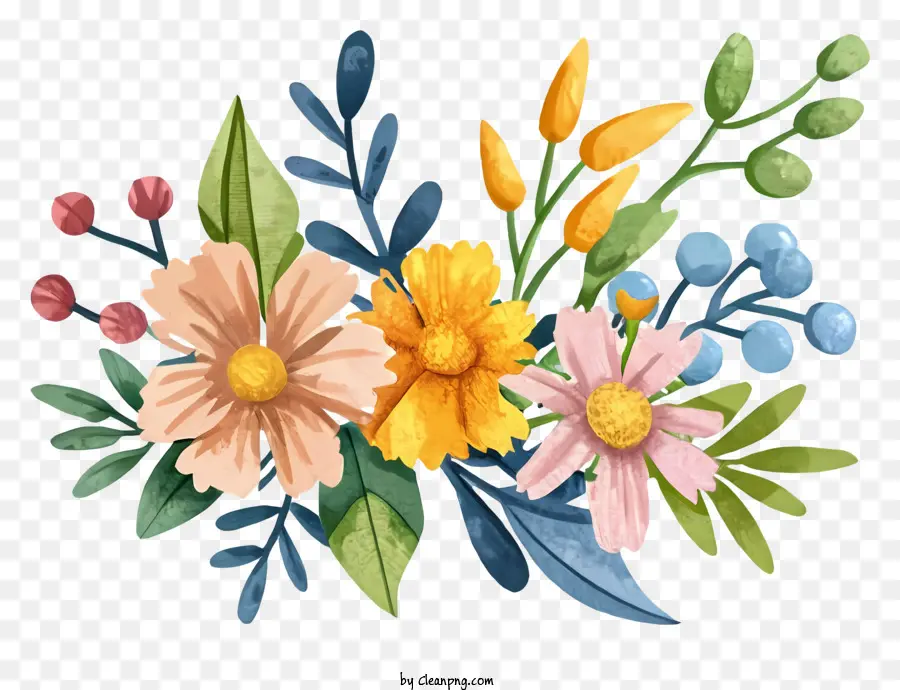 Bouquet Of Flowers，Flores Coloridas PNG