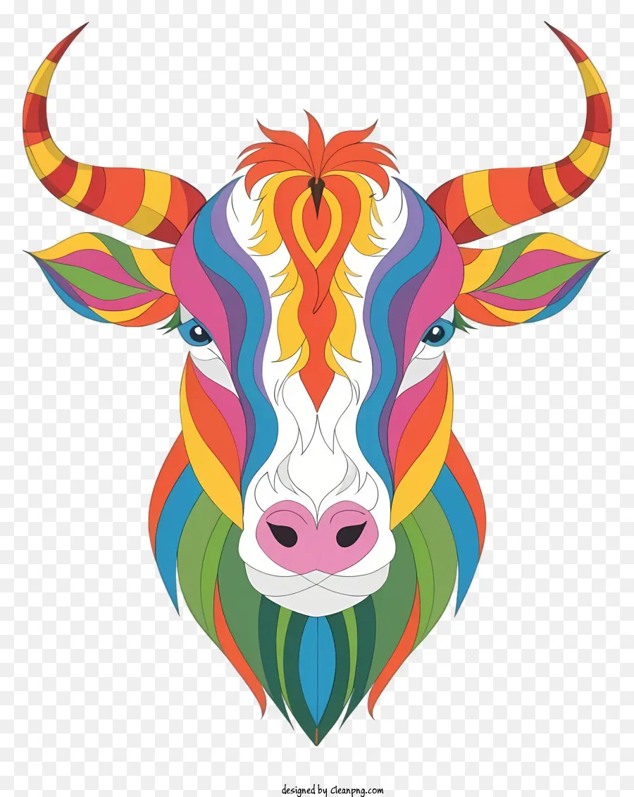 Rainbow Bull，Design Colorido De Animais PNG