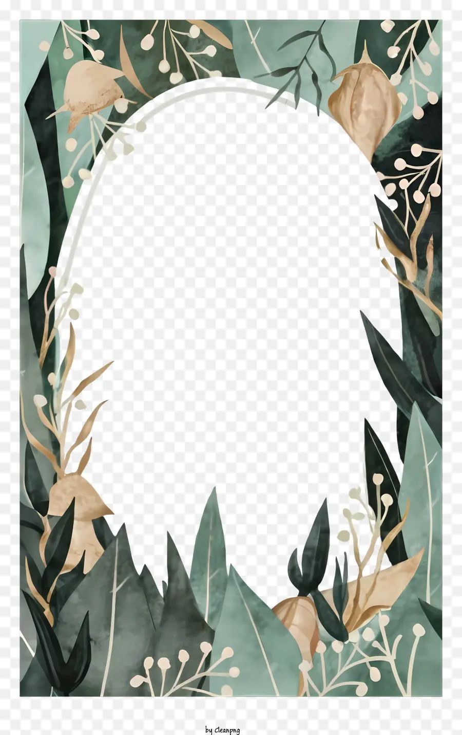 Quadro Floral Verde，Black Background PNG