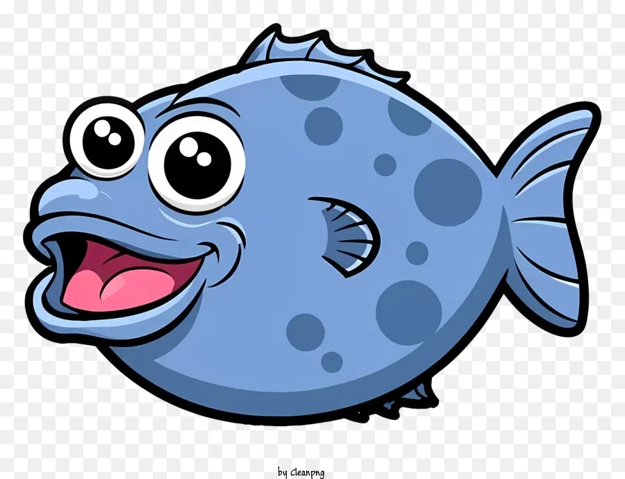 Cartoon Blue Fish，Olhos Redondos PNG