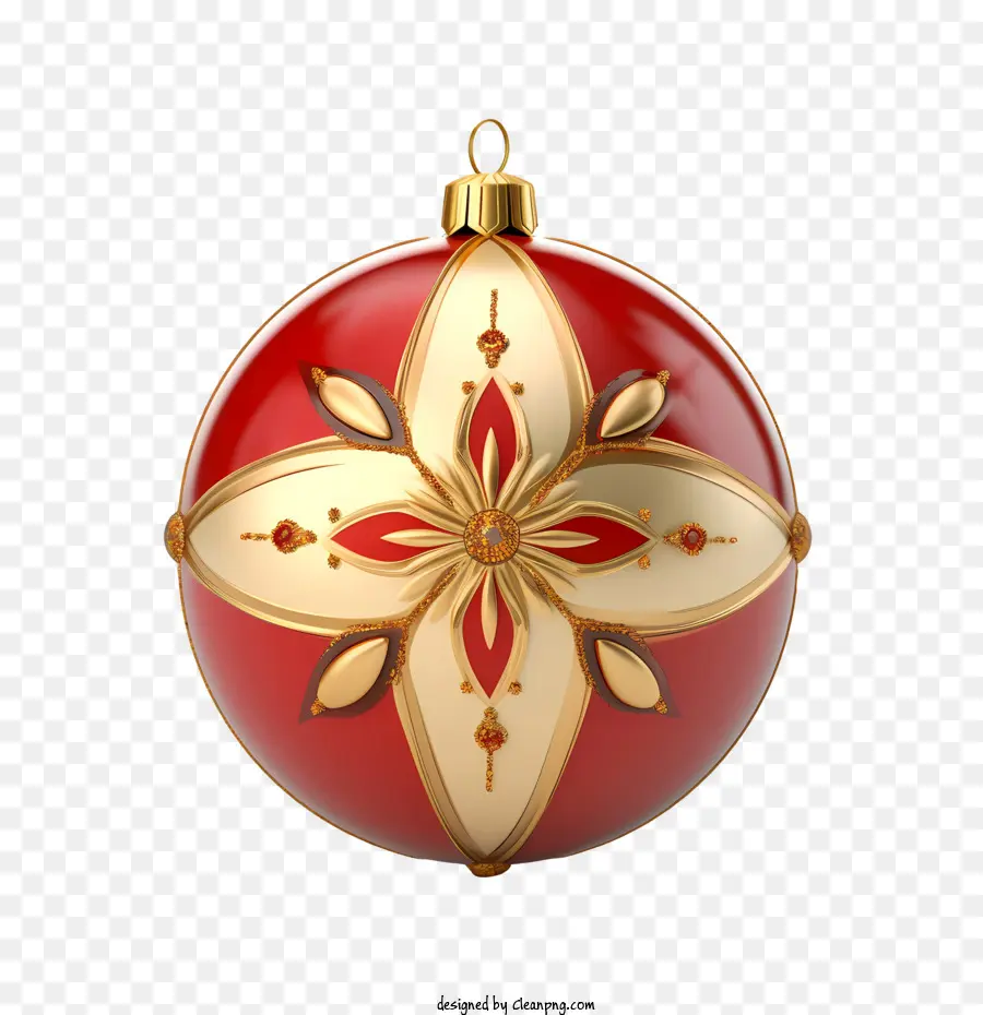 Bola De Natal，Ornamento Vermelho E Dourado PNG