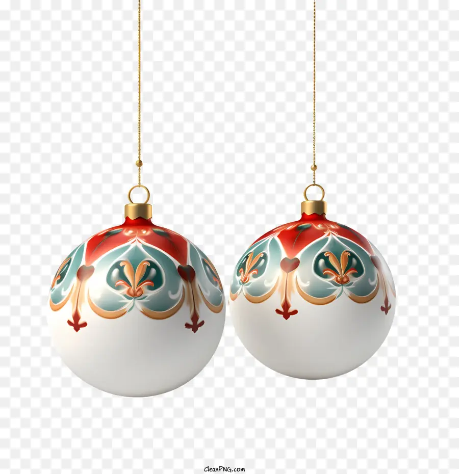 Bola De Natal，Ornamentos Brancos E Dourados PNG
