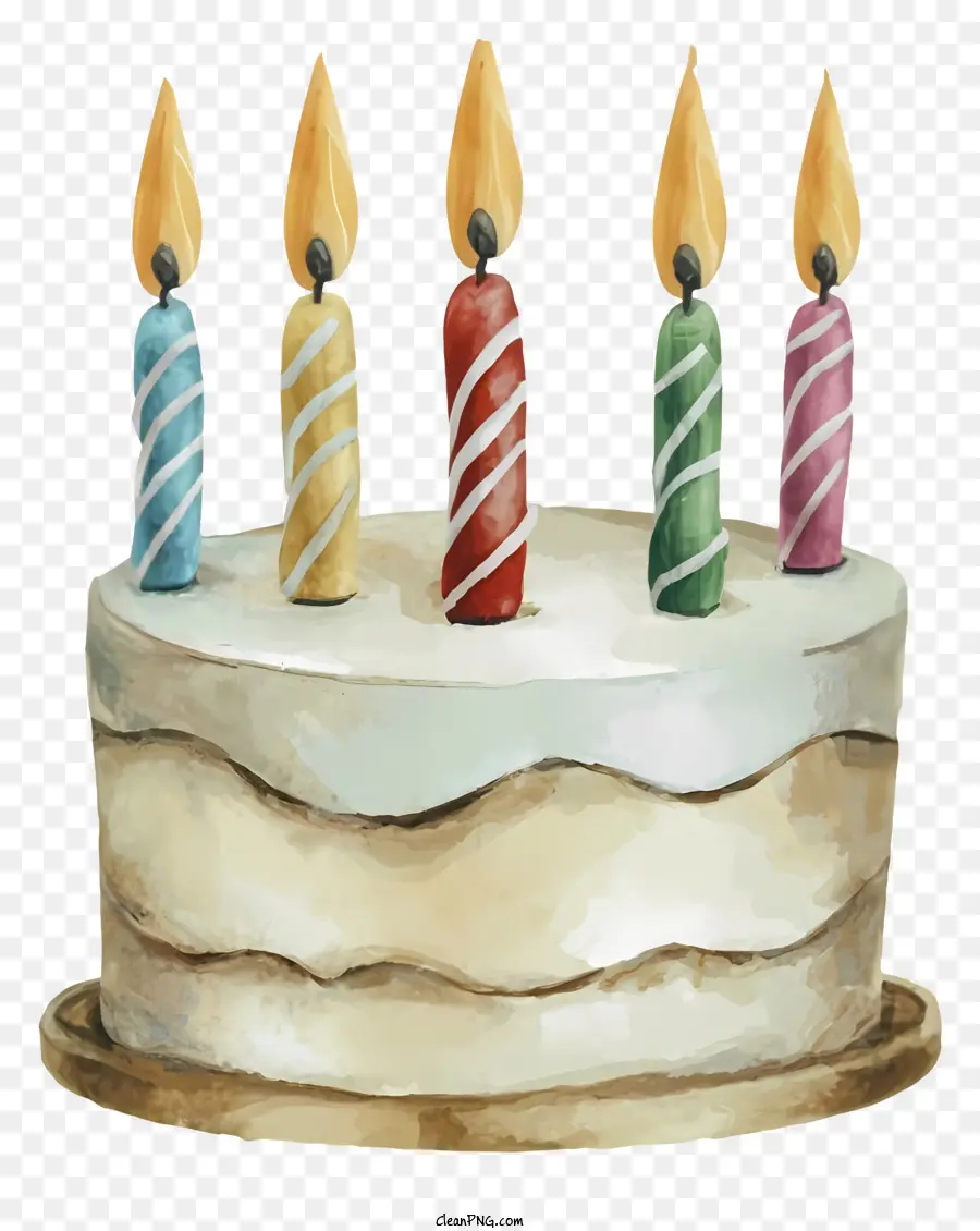 Bolo De Aniversário，Velas Acesas PNG