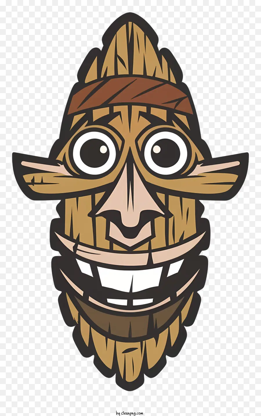 Personagem De Desenho Animado，Máscara De Madeira Sorridente PNG