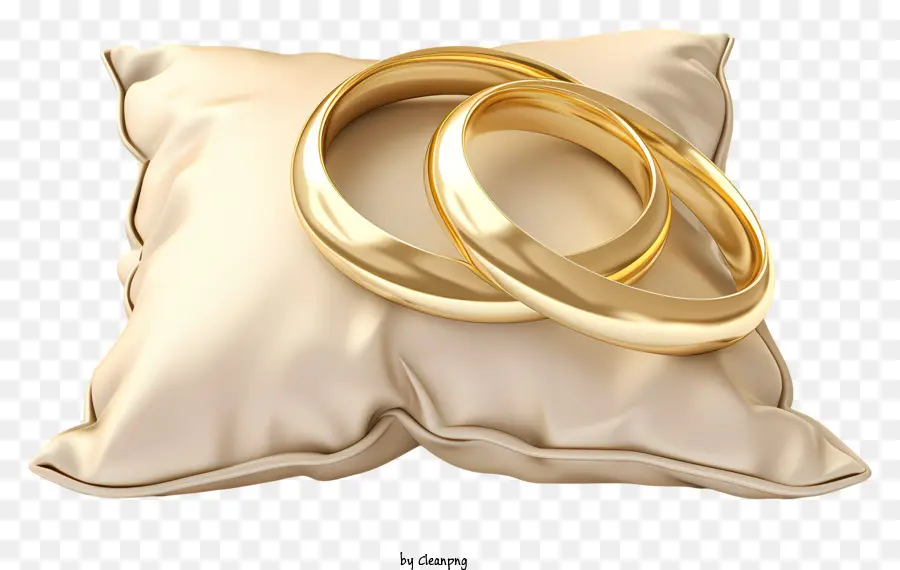 Alianças De Casamento De Ouro，Travesseiro De Anel De Casamento PNG