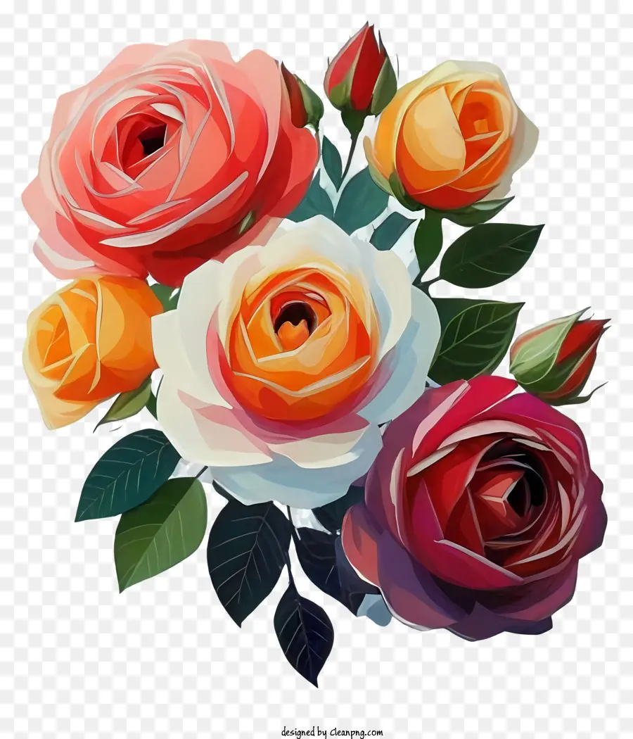 Rosas Coloridas，Buquê PNG