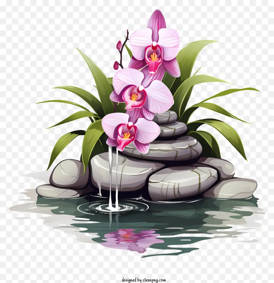 Cor De Rosa Orquídea，Afloramento Rochoso PNG