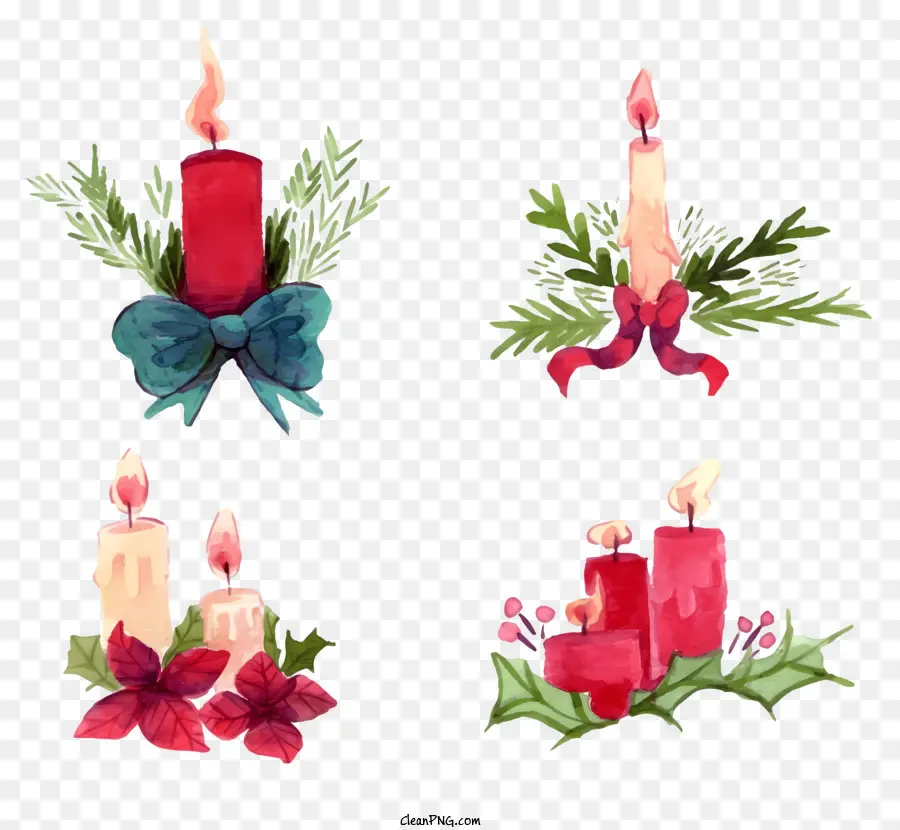 Ilustrações Em Aquarela，Velas De Natal PNG