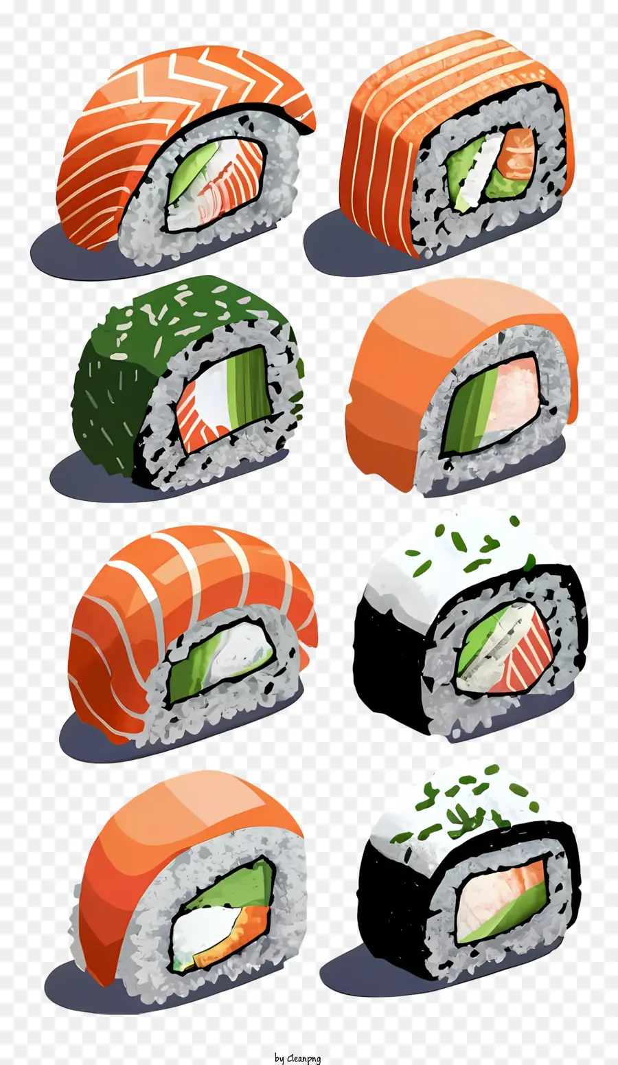 Rolos De Sushi，Frutos Do Mar PNG