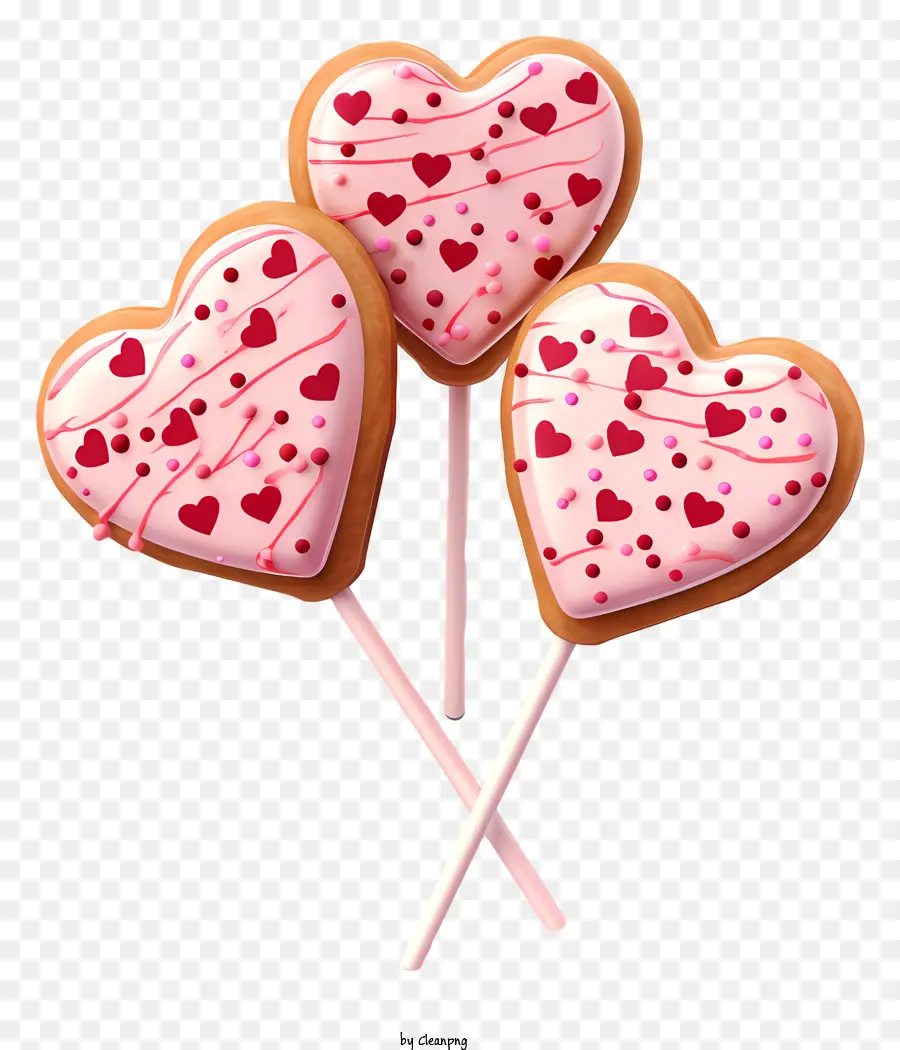 Cookie Em Forma De Coração Rosa，Geada Branca PNG