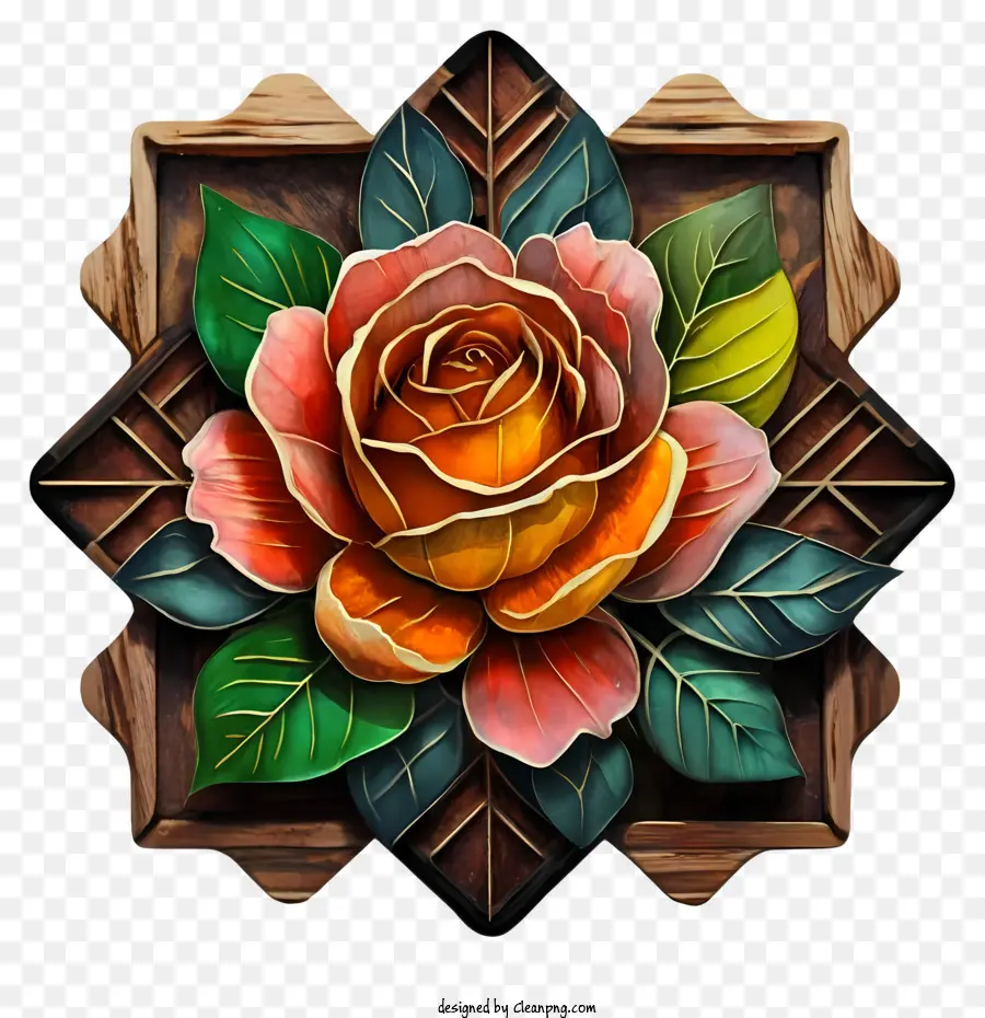 Rose Pintura，Moldura De Madeira PNG