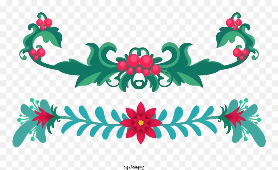 Desenhos Florais，Folhas Verdes PNG