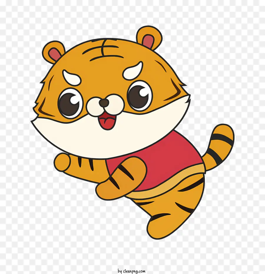 Cartoon Tigre，Camisa Vermelha PNG
