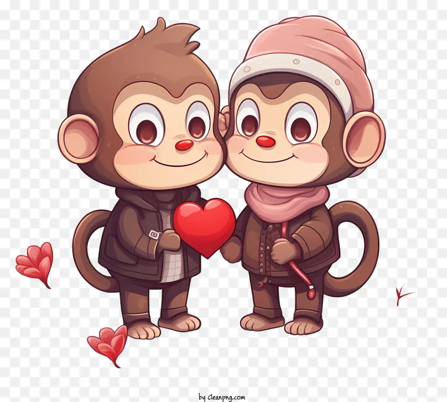 Macacos De Desenho Animado，Casaco Vermelho PNG
