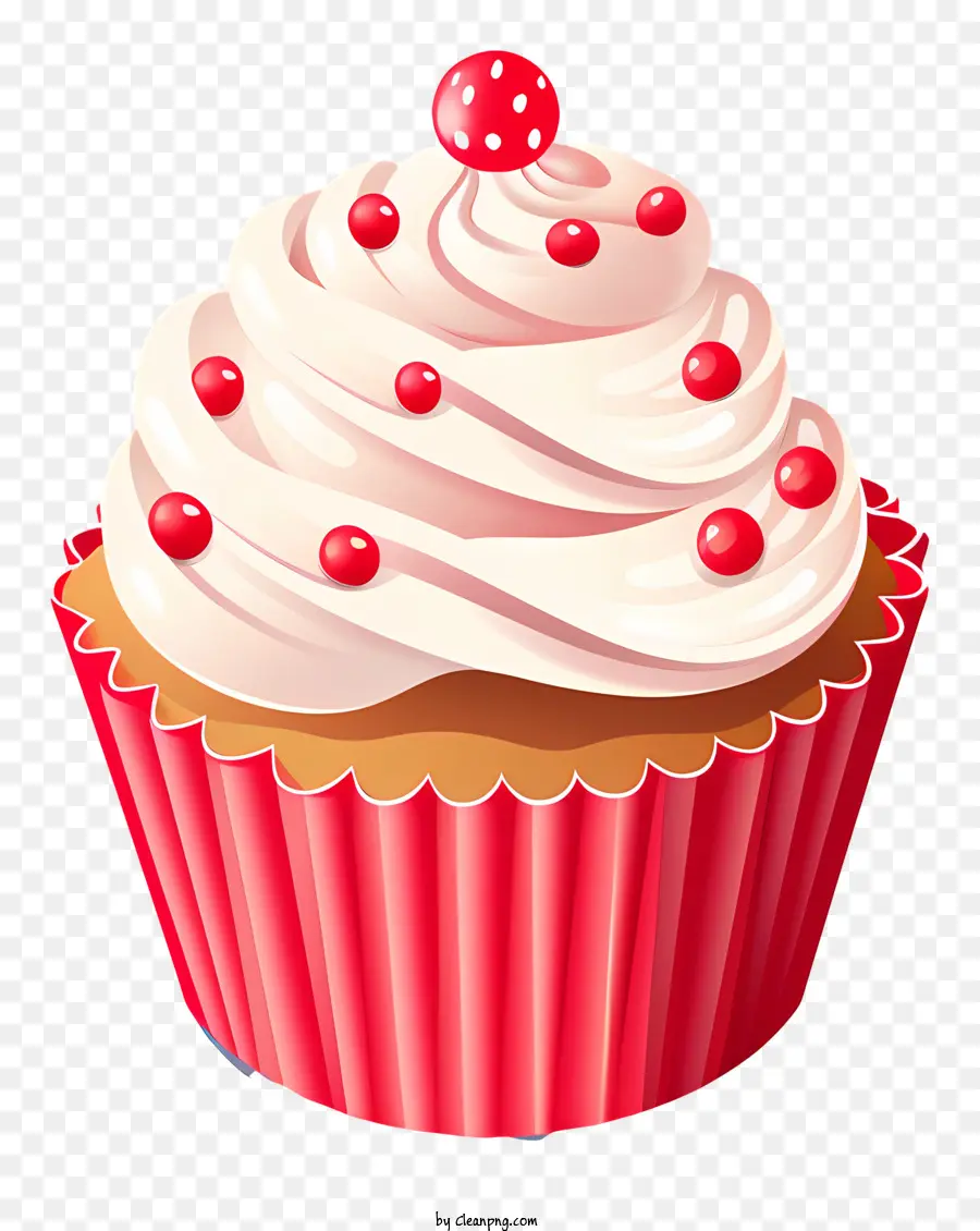 Cupcakes，Cupcake Vermelho E Branco PNG