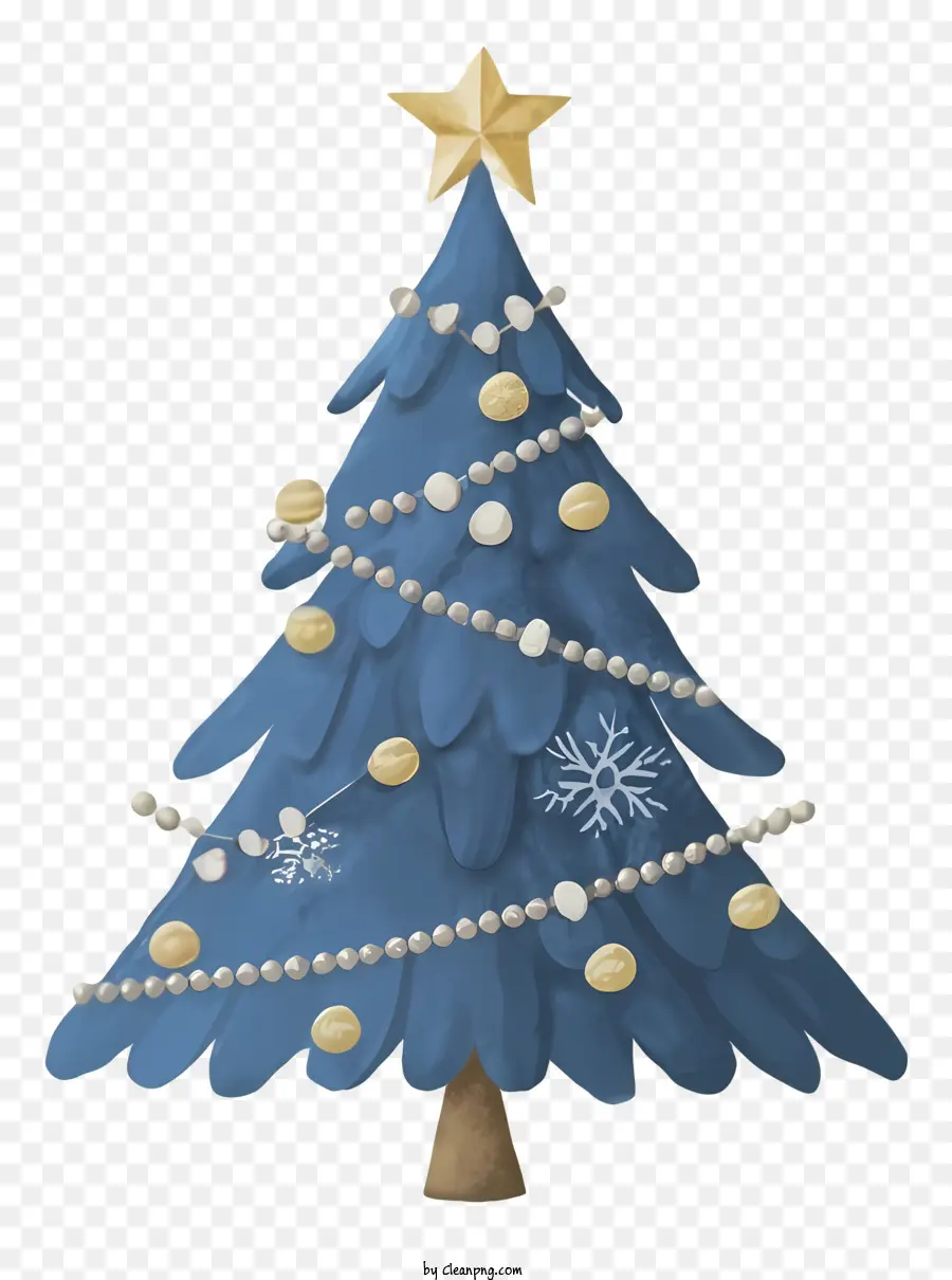 Azul árvore De Natal，Estrela De Ouro PNG