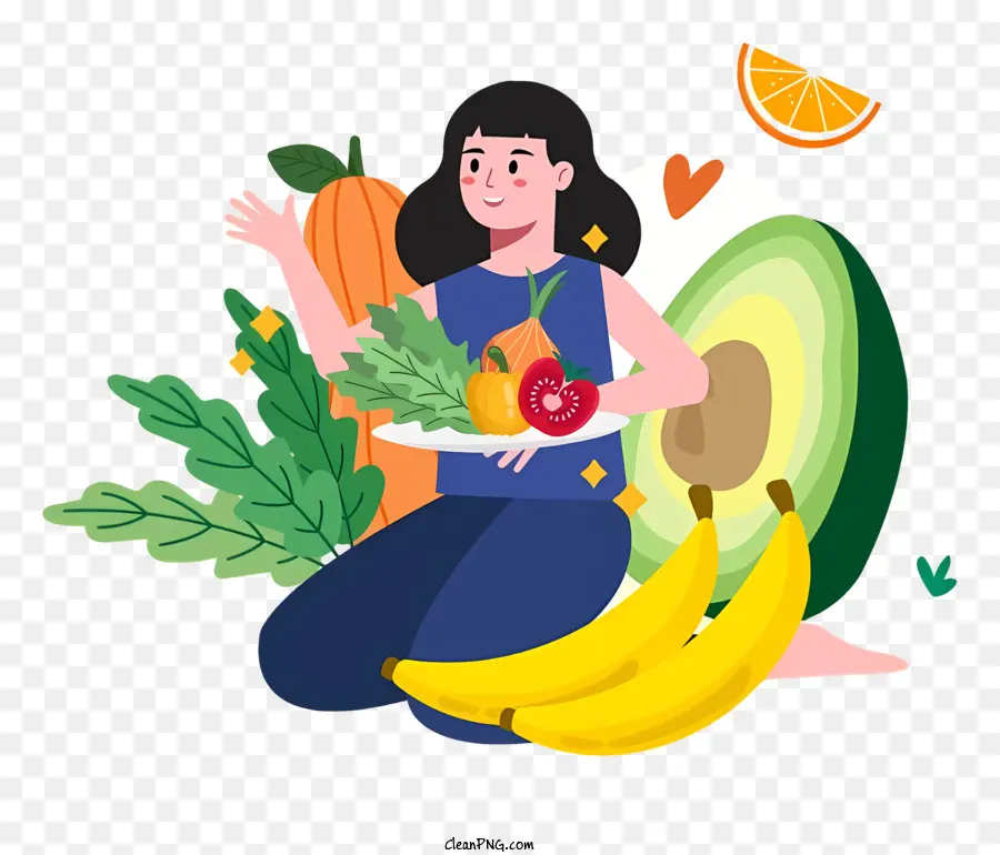 Frutas E Legumes，Menina Com Frutas E Legumes PNG