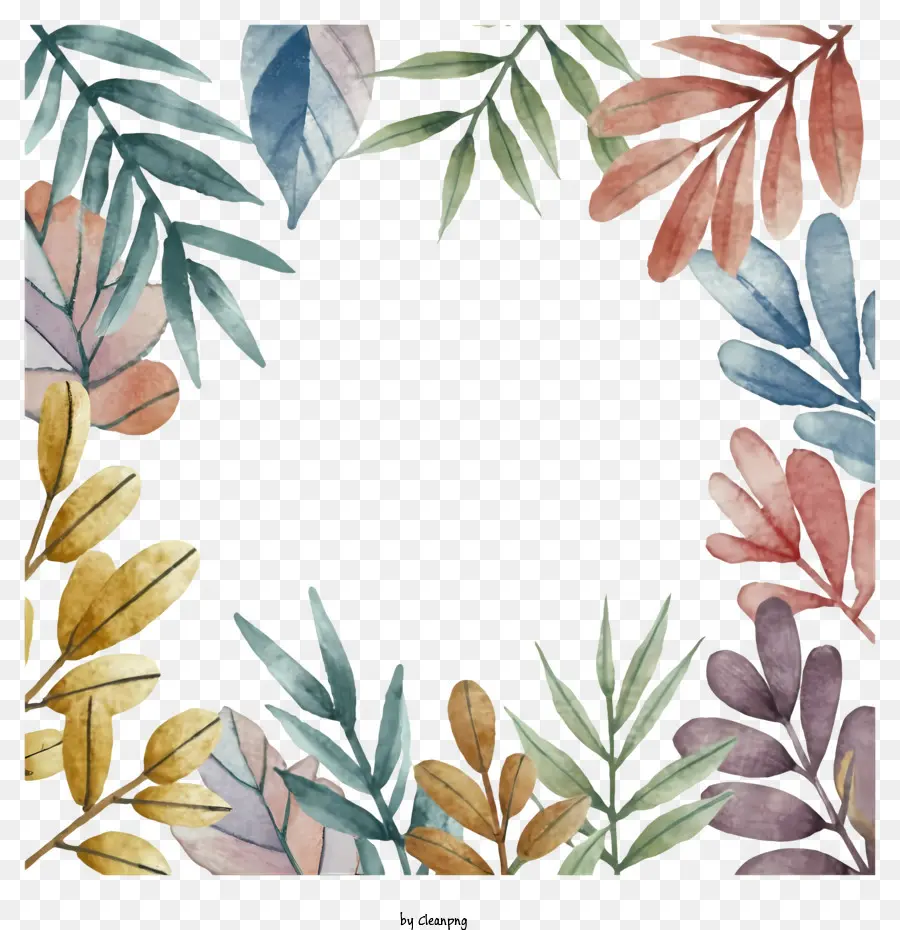 Folhas Aquarela，Moldura De Folha PNG