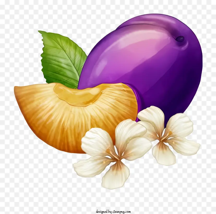 Frutas Roxas，Flor Branca PNG