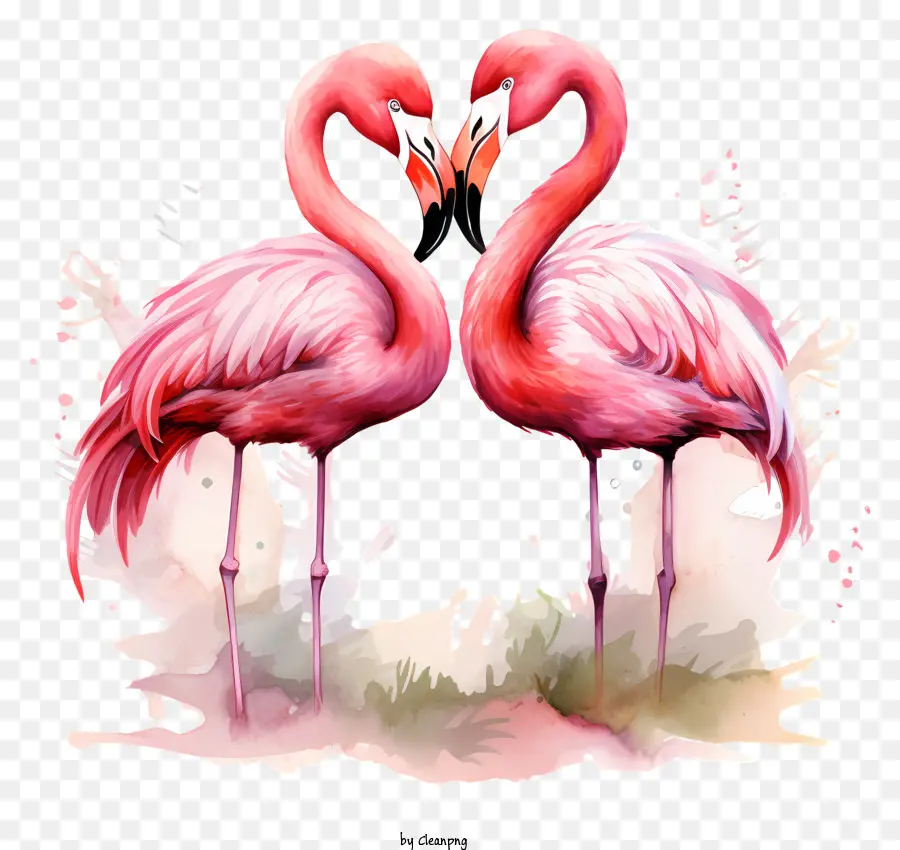 Flamingos Cor De Rosa，Campo De Grama PNG