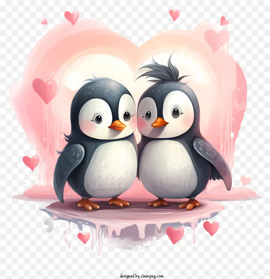 Pinguins，Parede Em Forma De Coração PNG