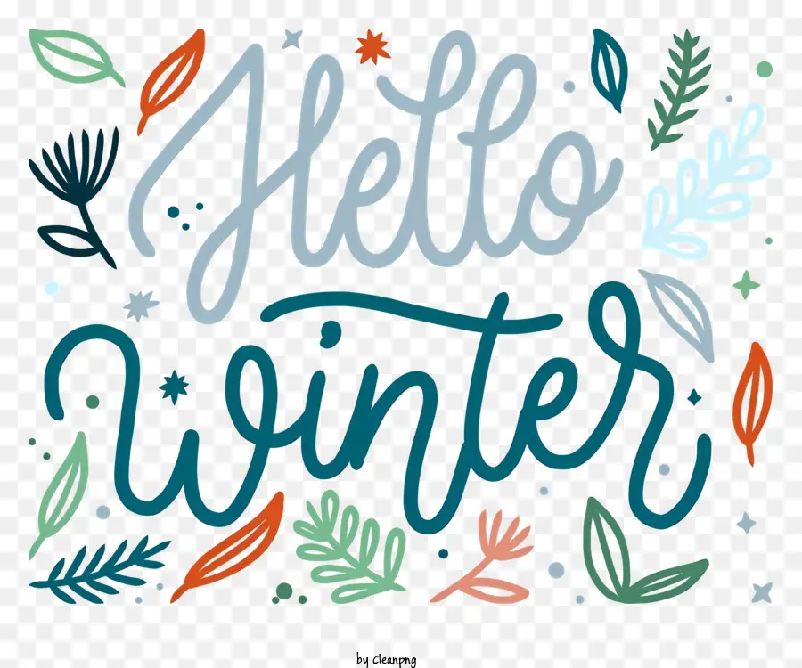 Olá Design De Inverno，Letras Coloridas Brilhantes PNG