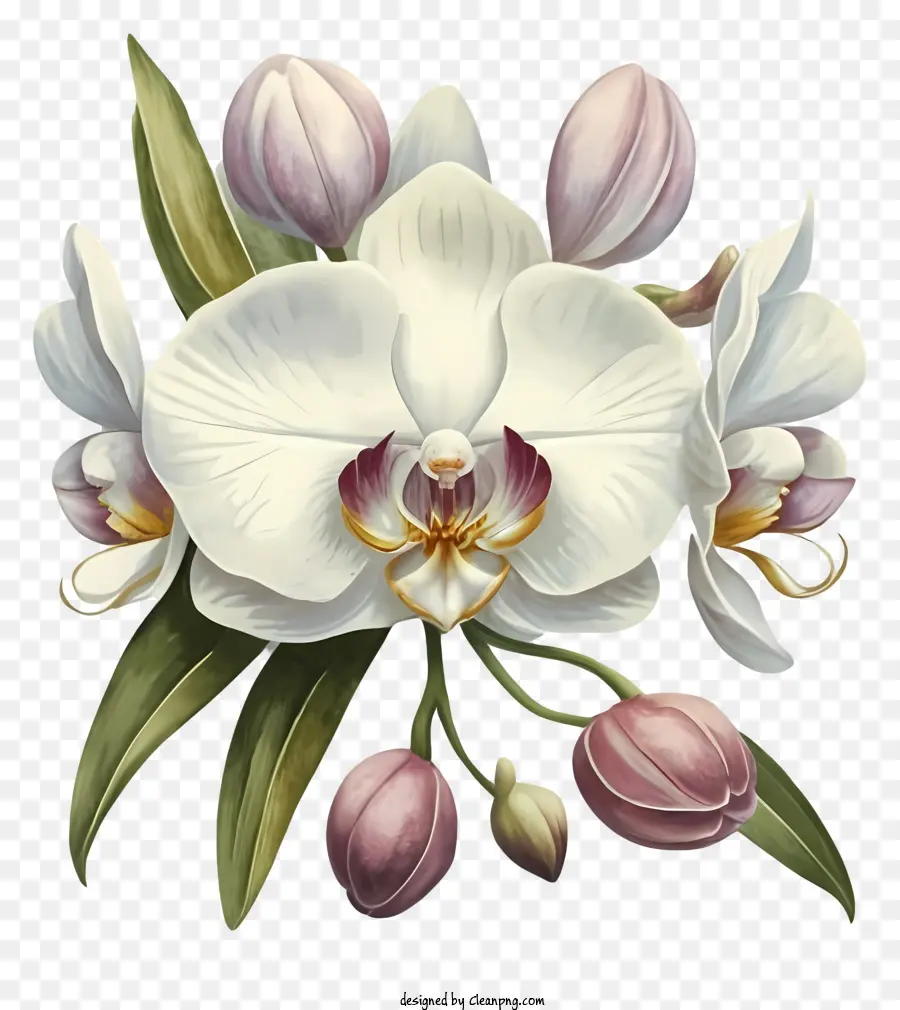 Imagem Em Preto E Branco，White Orchid PNG