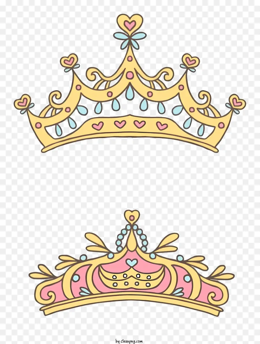 Golden Crown，Corações E Estrelas PNG