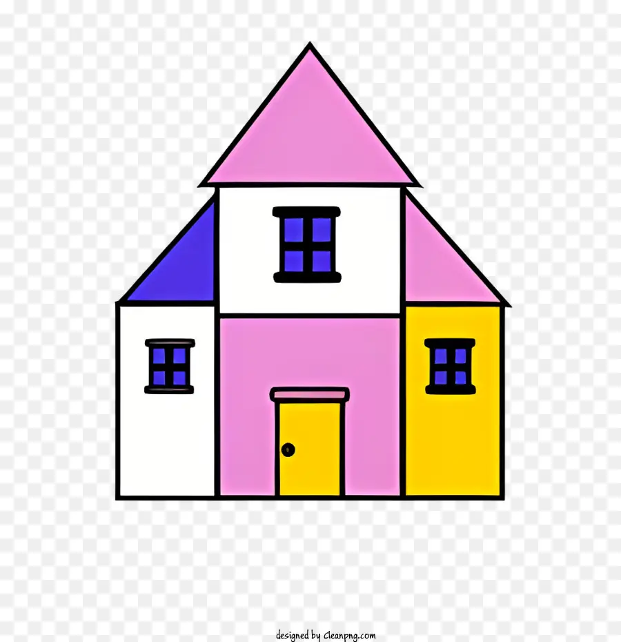Casa Simples，Telhado Azul E Amarelo PNG
