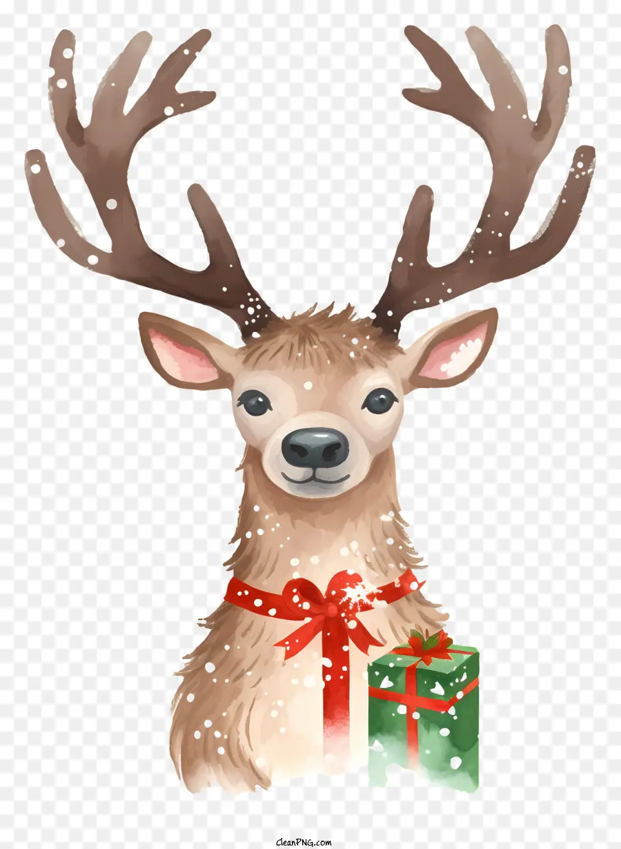 Cartoon Veado，Antlers Vermelhos PNG