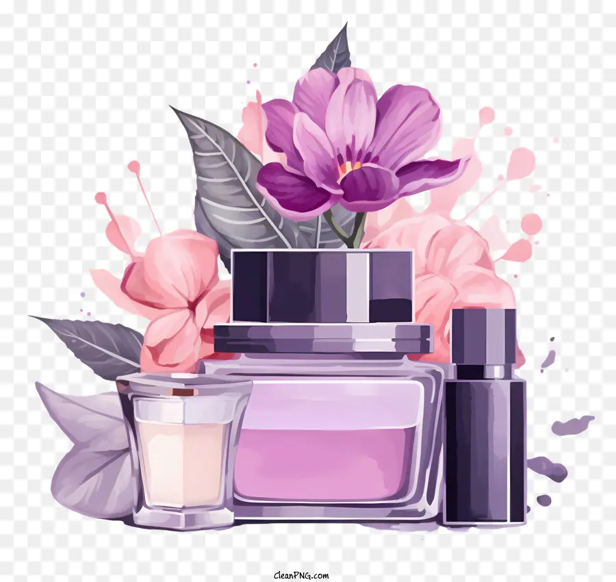 Frasco De Perfume，Flor Rosa PNG