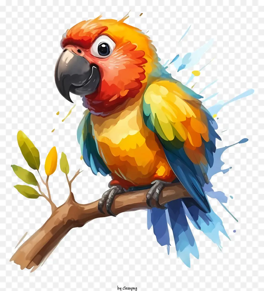 Parrot Colorido，Ramo De árvore PNG