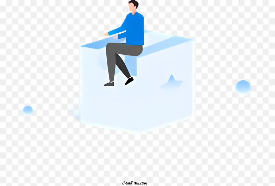 Bloco De Gelo De Desenho Animado，Pessoa Sentada No Gelo PNG