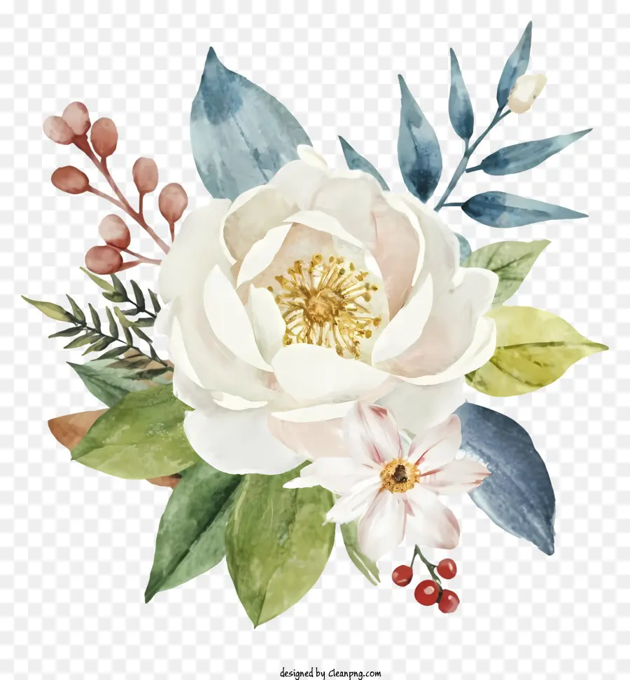 Flor Branca，Pintura Em Aquarela PNG