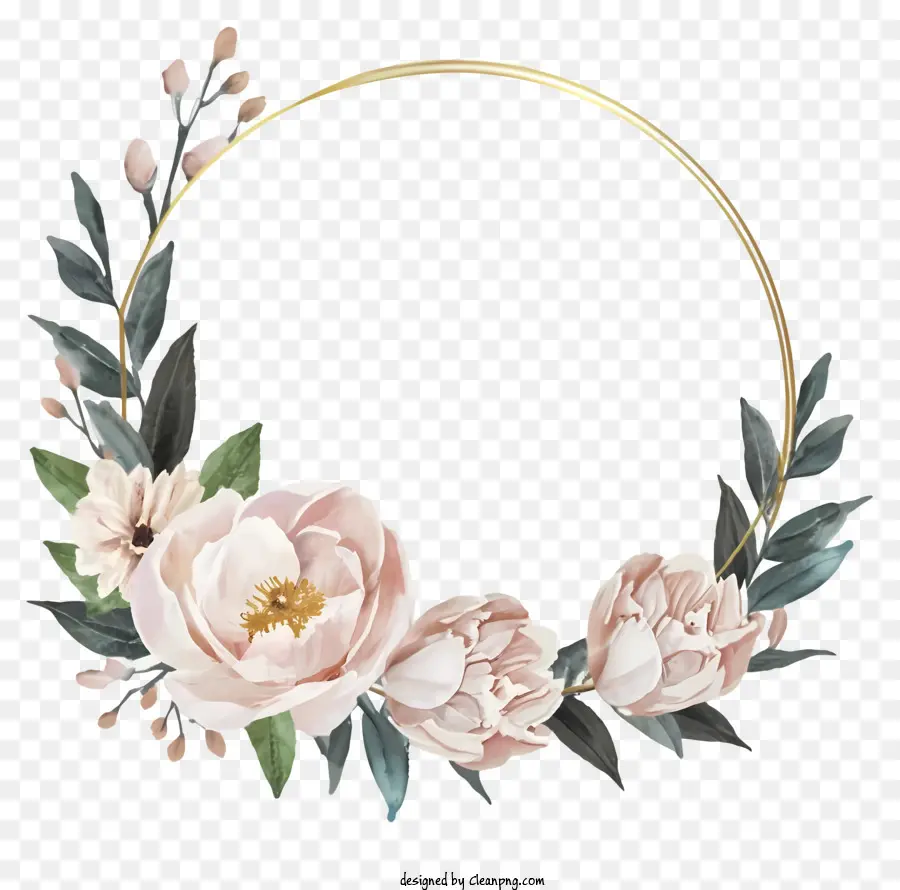 Coroa De Flores，Peônias Rosa E Brancas PNG