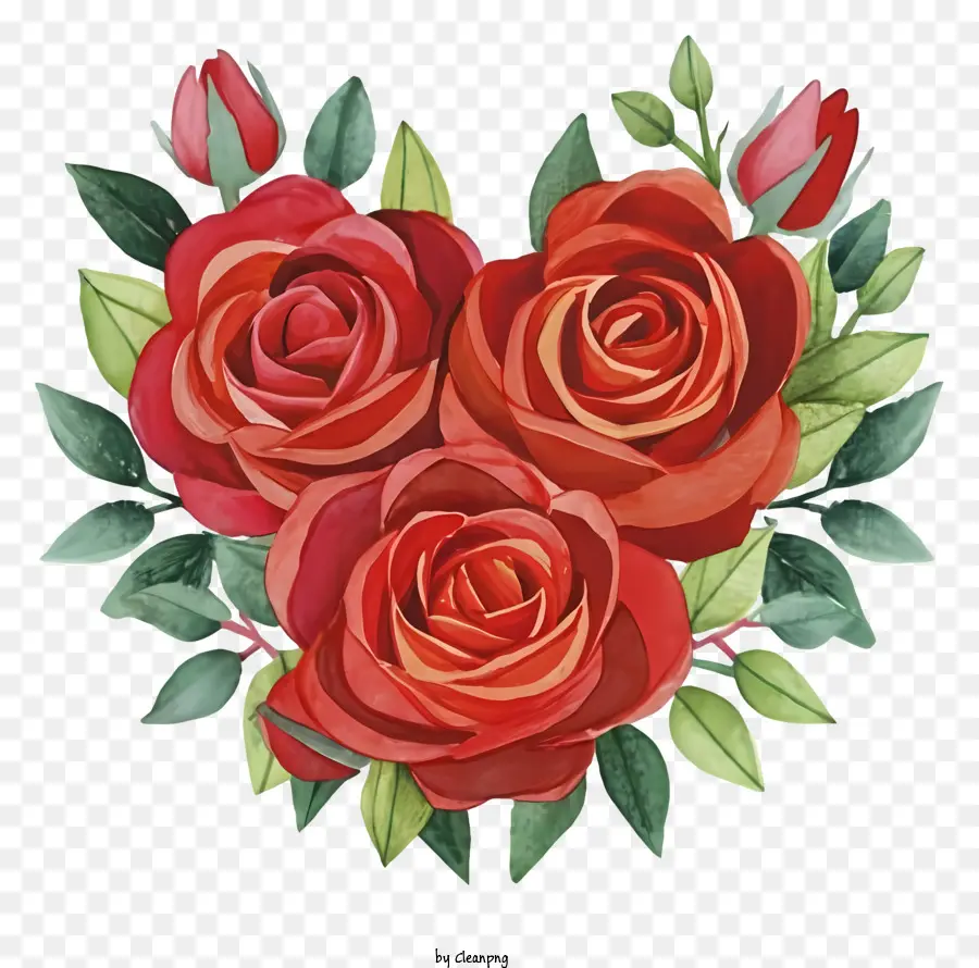Heartshaped Coroa De Flores，Rosas Vermelhas PNG