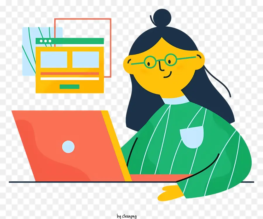 Mulher Trabalhando No Laptop，Trabalho De Escritório PNG