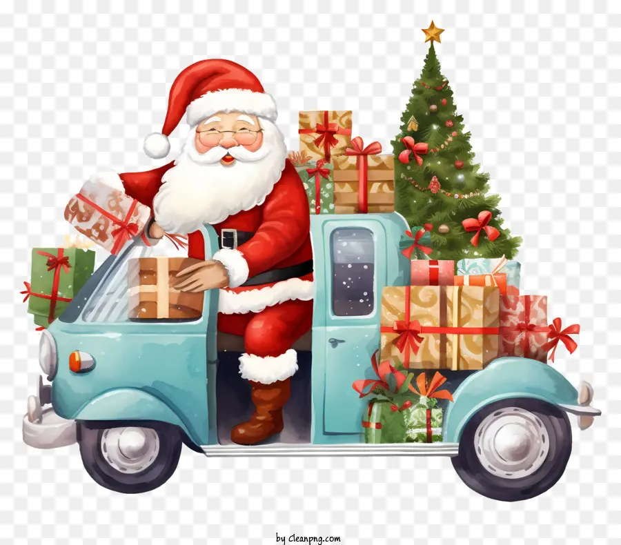 Papai Noel，Azul Caminhão PNG