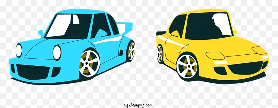 Dois Carros，Carros Azuis E Amarelos PNG