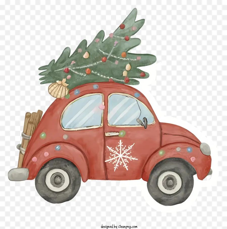 Carro Vermelho Com árvore De Natal，Carro PNG